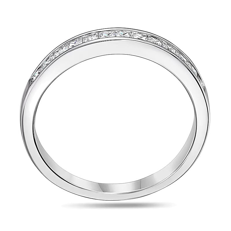 0.5 CT. TW Ehering mit Diamanten im Princess-Schliff in 14K Weißgold (I/SI2)