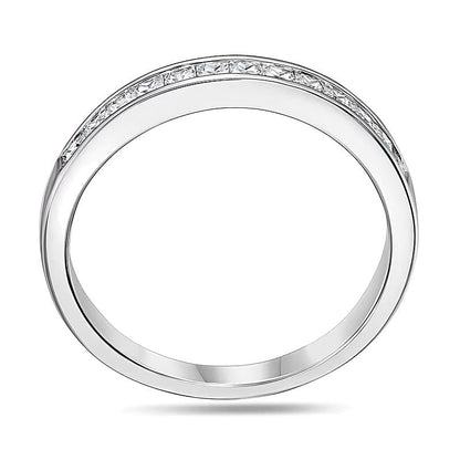 0.5 CT. TW Ehering mit Diamanten im Princess-Schliff in 14K Weißgold (I/SI2)