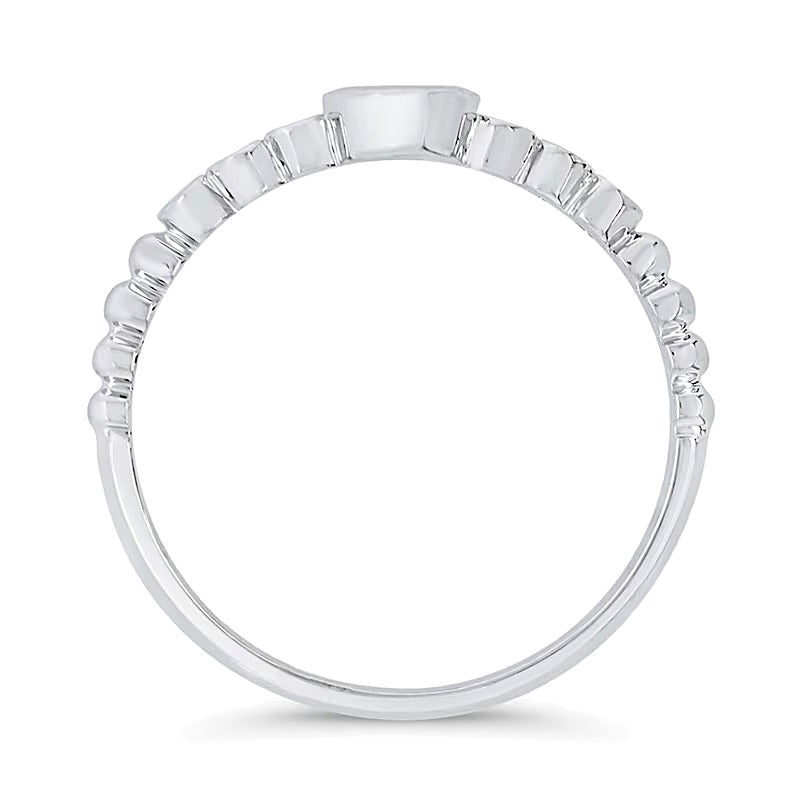 0.1 ct. Gesamtgewicht Diamant Freundschaftsring mit Zargenfassung und sieben Steinen in 10K Weißgold