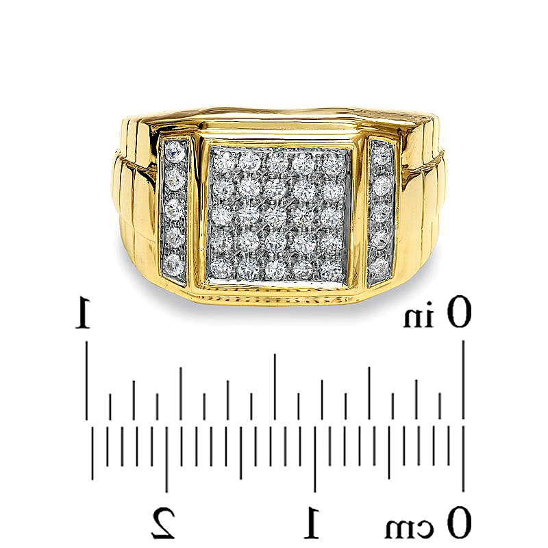 0.5 ct. Gesamtgewicht Diamant Pavé Ring quadratisch in 14K Gelbgold