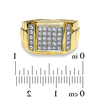 0.5 ct. Gesamtgewicht Diamant Pavé Ring quadratisch in 14K Gelbgold