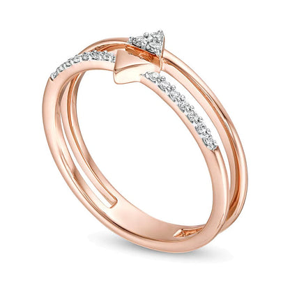 0.07 ct. Gesamtgewicht Diamant Ring mit doppeltem Dreieck und geteilter Schiene in 10K Roségold