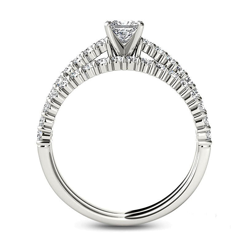 1.0 CT. Gesamtgewicht Diamant-Brautset im Princess-Schliff in 14K Weißgold