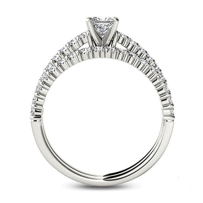 1.0 CT. Gesamtgewicht Diamant-Brautset im Princess-Schliff in 14K Weißgold
