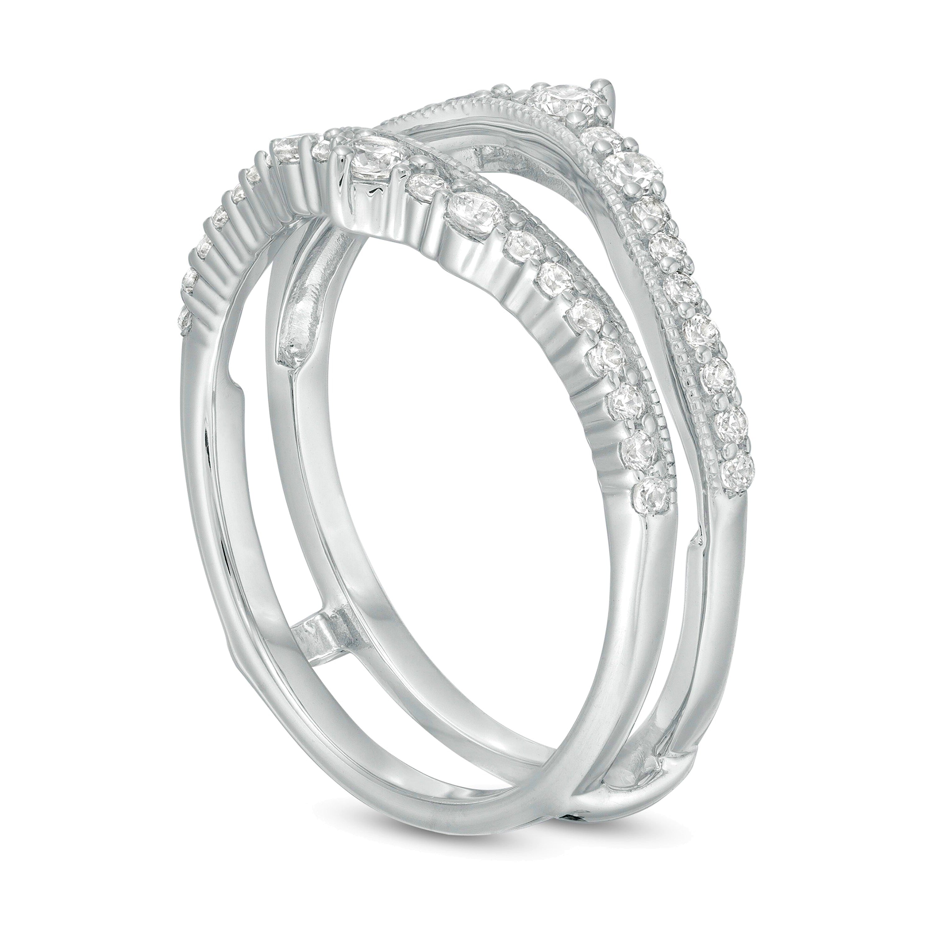 0.5 ct. Gesamtgewicht Diamant Solitär-Enhancer im Vintage-Stil mit Krone in 10K Weißgold