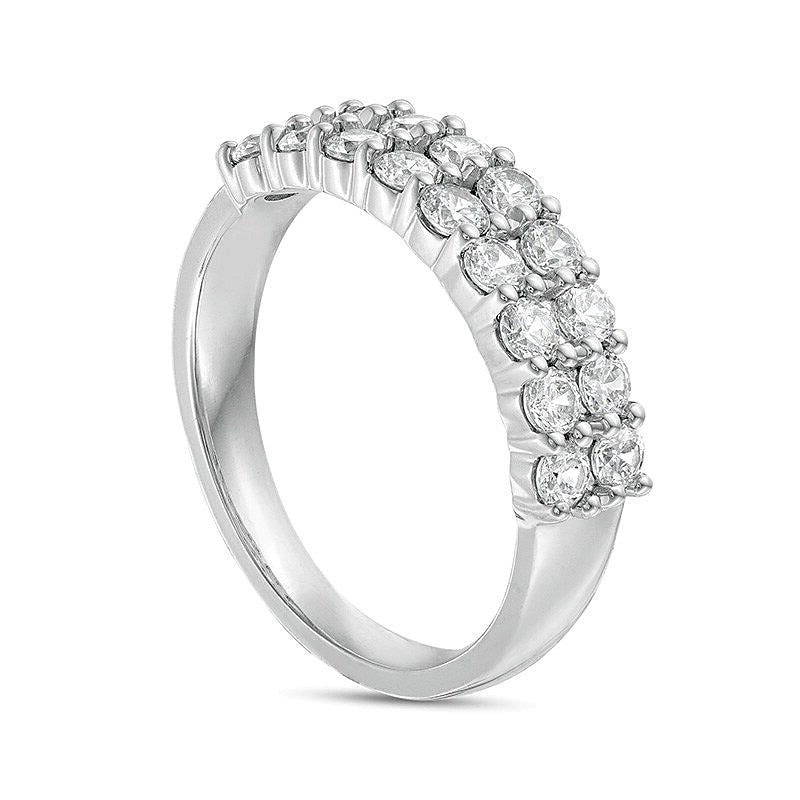1,0 ct. Gesamtgewicht Diamant Memoire-Ring zweireihig in 10K Weißgold