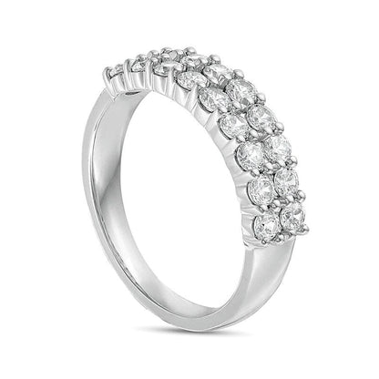 1,0 ct. Gesamtgewicht Diamant Memoire-Ring zweireihig in 10K Weißgold
