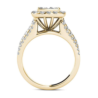 Verlobungsring mit mehreren Diamanten im Princess- und Rundschliff, 2.0 ct. Gesamtgewicht, in 14K Gelbgold