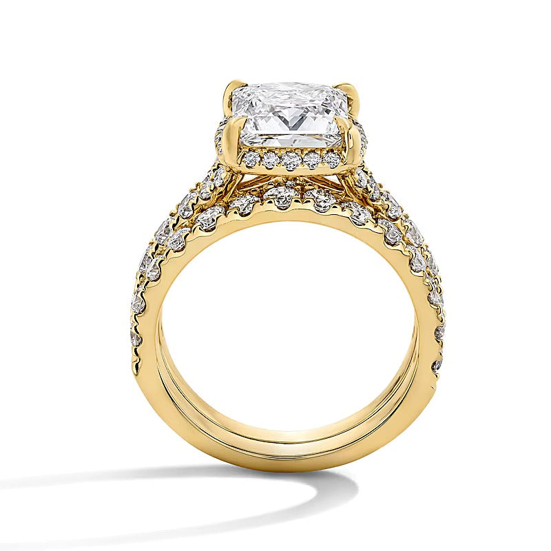 4.5 CT. Gesamtgewicht Braut-Set mit Labordiamanten im Princess-Schliff in 14K Gelbgold (F/VS2)