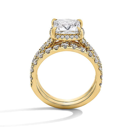 4.5 CT. Gesamtgewicht Braut-Set mit Labordiamanten im Princess-Schliff in 14K Gelbgold (F/VS2)