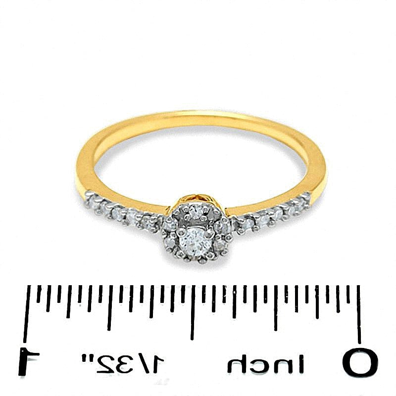 0.13 ct. Gesamtgewicht Freundschaftsring mit rundem Diamant und Zargenfassung in 10K Gelbgold