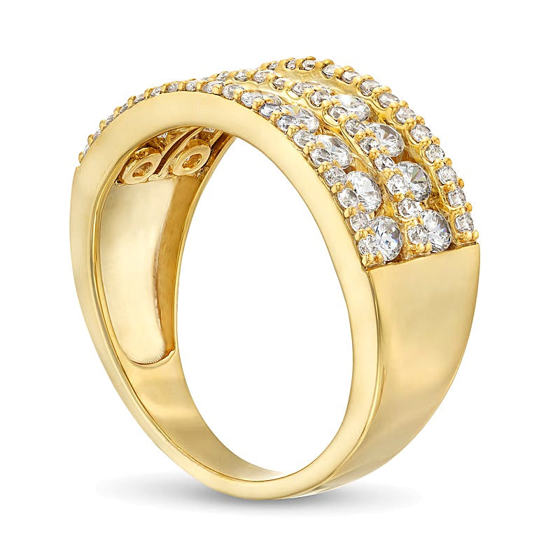 Mehrreihiger Ring mit Diamanten 1.0 ct. Gesamtgewicht in 10K Gelbgold
