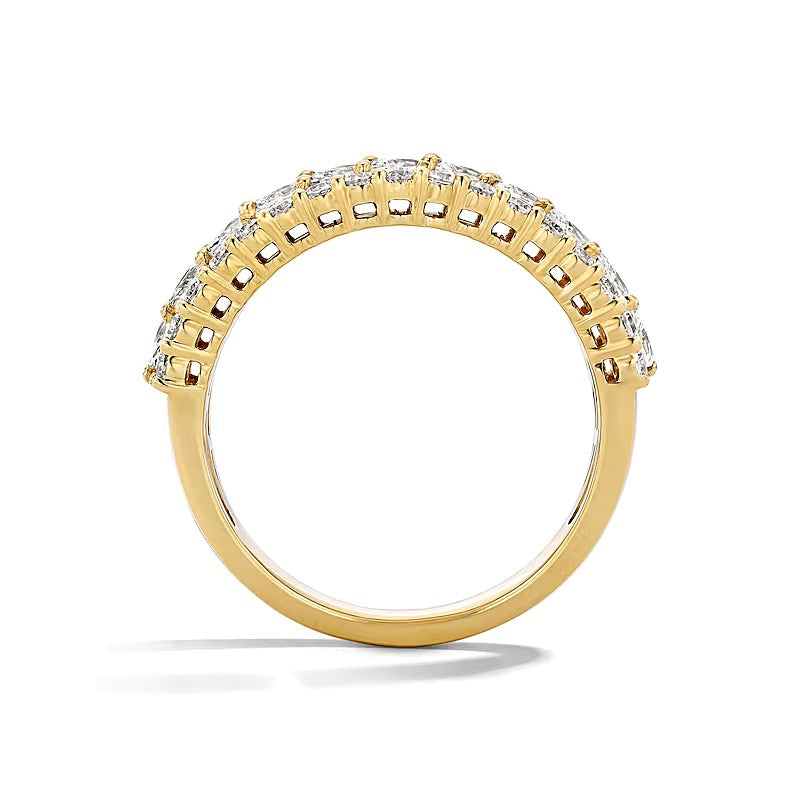 1,25 ct. Gesamtgewicht Labordiamant im Marquise-Schliff mehrreihiger Memoire-Ring in 14K Gelbgold (F/VS2)