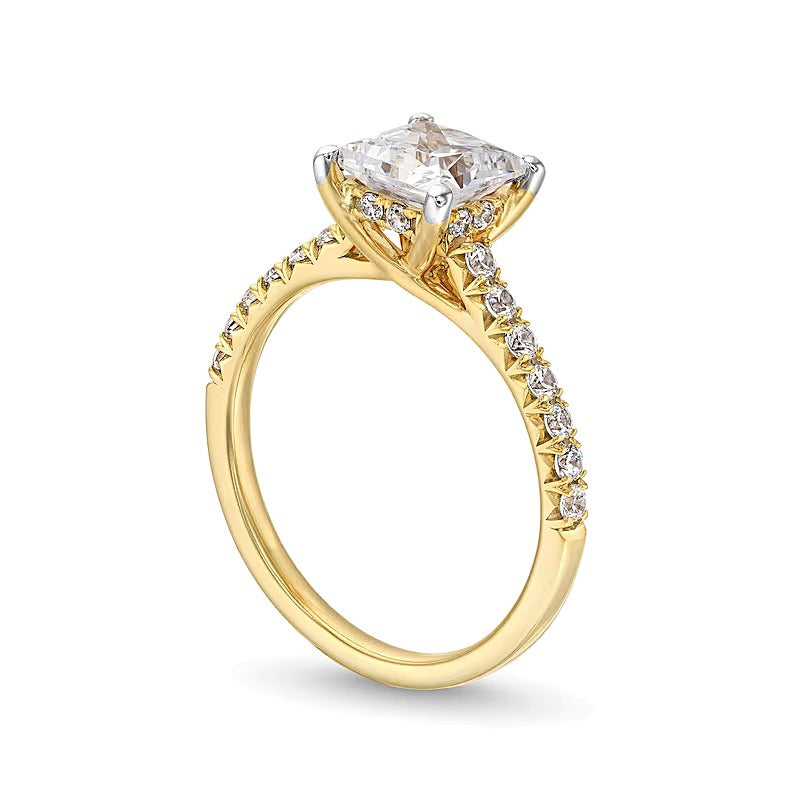 1,88 ct. Solitär mit seitlichem Besatz Verlobungsring mit Labordiamanten im Princess-Schliff in 14K Gelbgold (F/VS2)