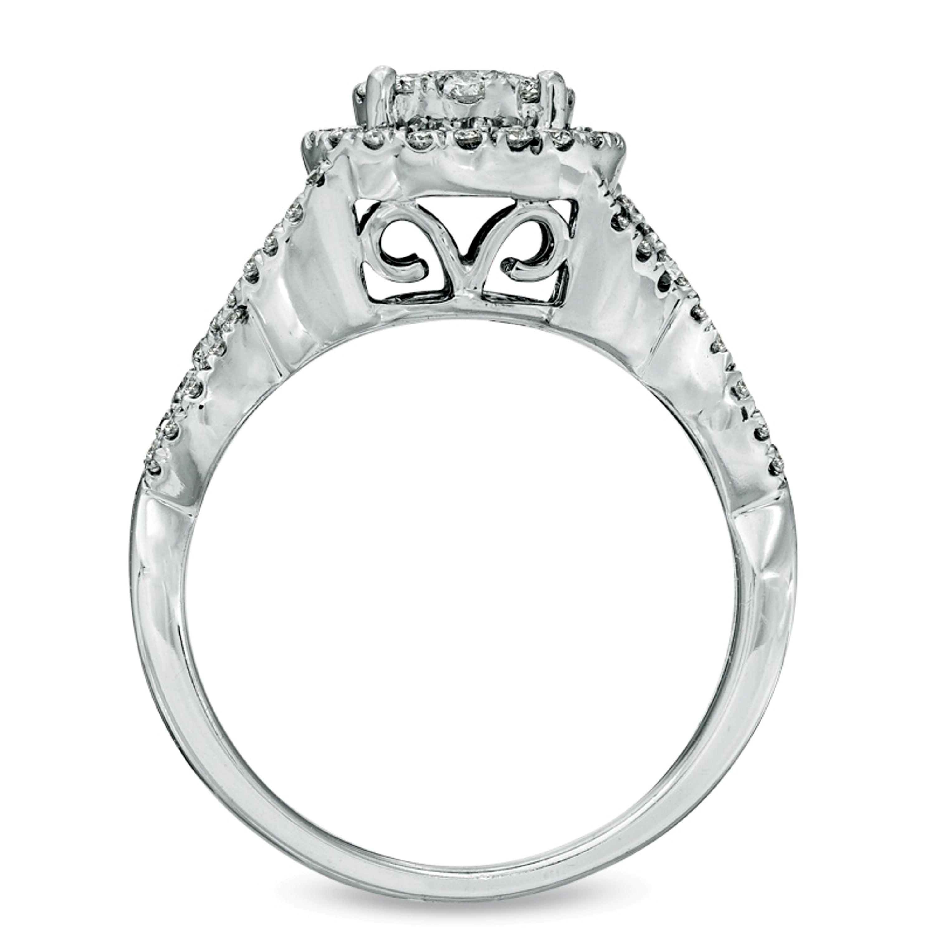 1,2 ct. Gesamtgewicht Multi-Diamant Brautset mit rundem weißem Diamant in 14K Weißgold