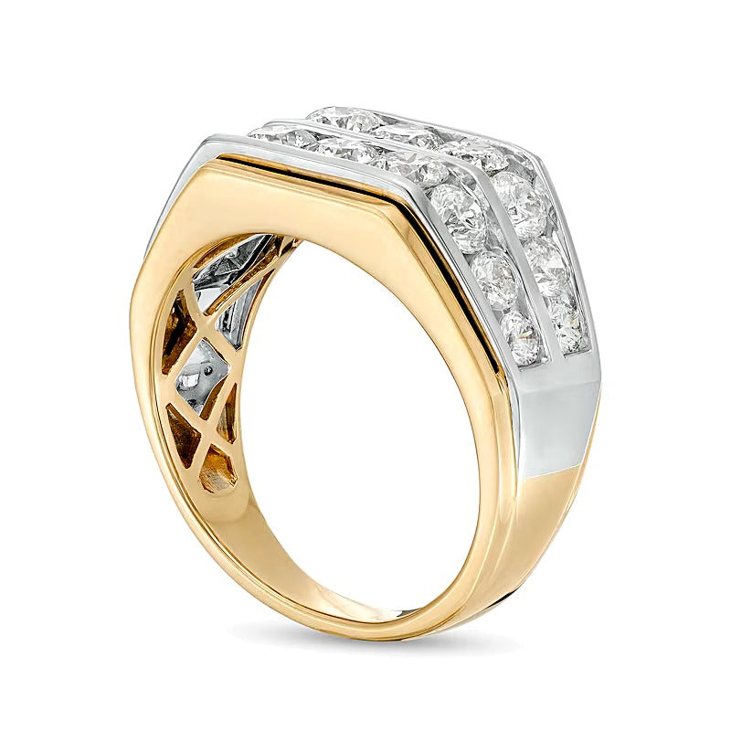 3.0 ct. Gesamtgewicht Diamant-Ring zweireihig aus 10K Gold zweifarbig