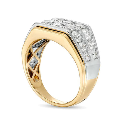 3.0 ct. Gesamtgewicht Diamant-Ring zweireihig aus 10K Gold zweifarbig