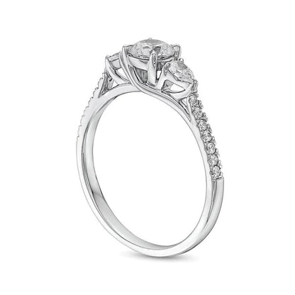 0.75 ct. Gesamtgewicht Multi-Diamant Dreistein-Verlobungsring in 10K Weißgold