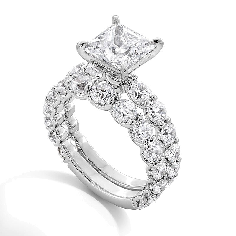 5.38 CT. Gesamtgewicht Labordiamant-Brautset im Princess-Schliff in 14K Weißgold (F/VS2)