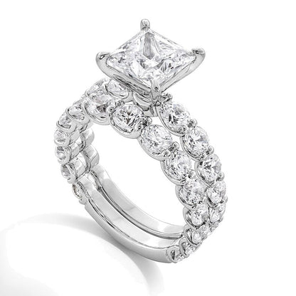 5.38 CT. Gesamtgewicht Labordiamant-Brautset im Princess-Schliff in 14K Weißgold (F/VS2)
