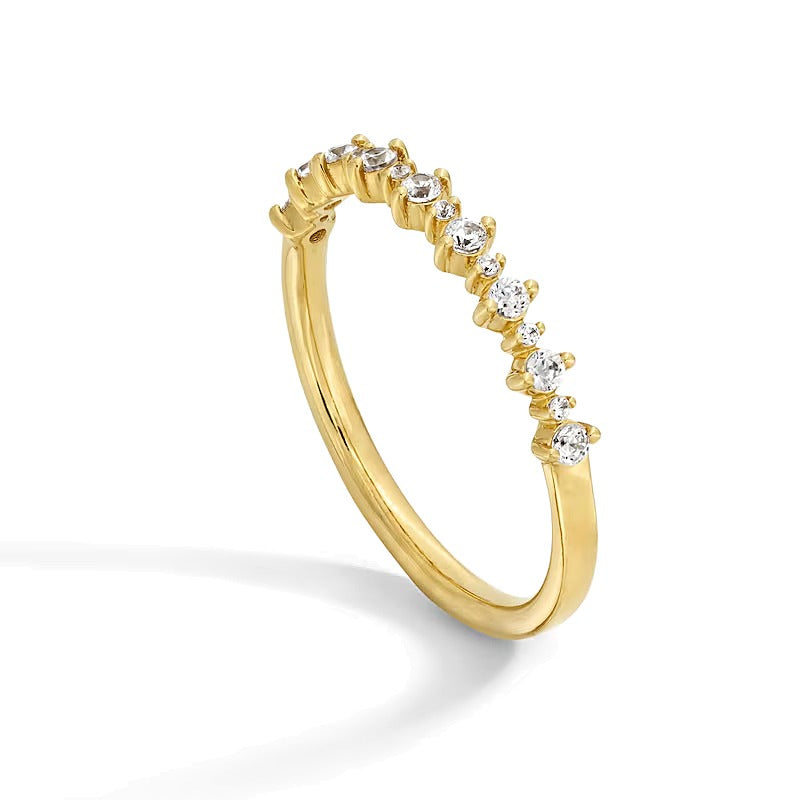 0,2 ct. Gesamtgewicht Diamant Memoire-Ring stapelbar mit alternierendem Muster in 14K Gelbgold