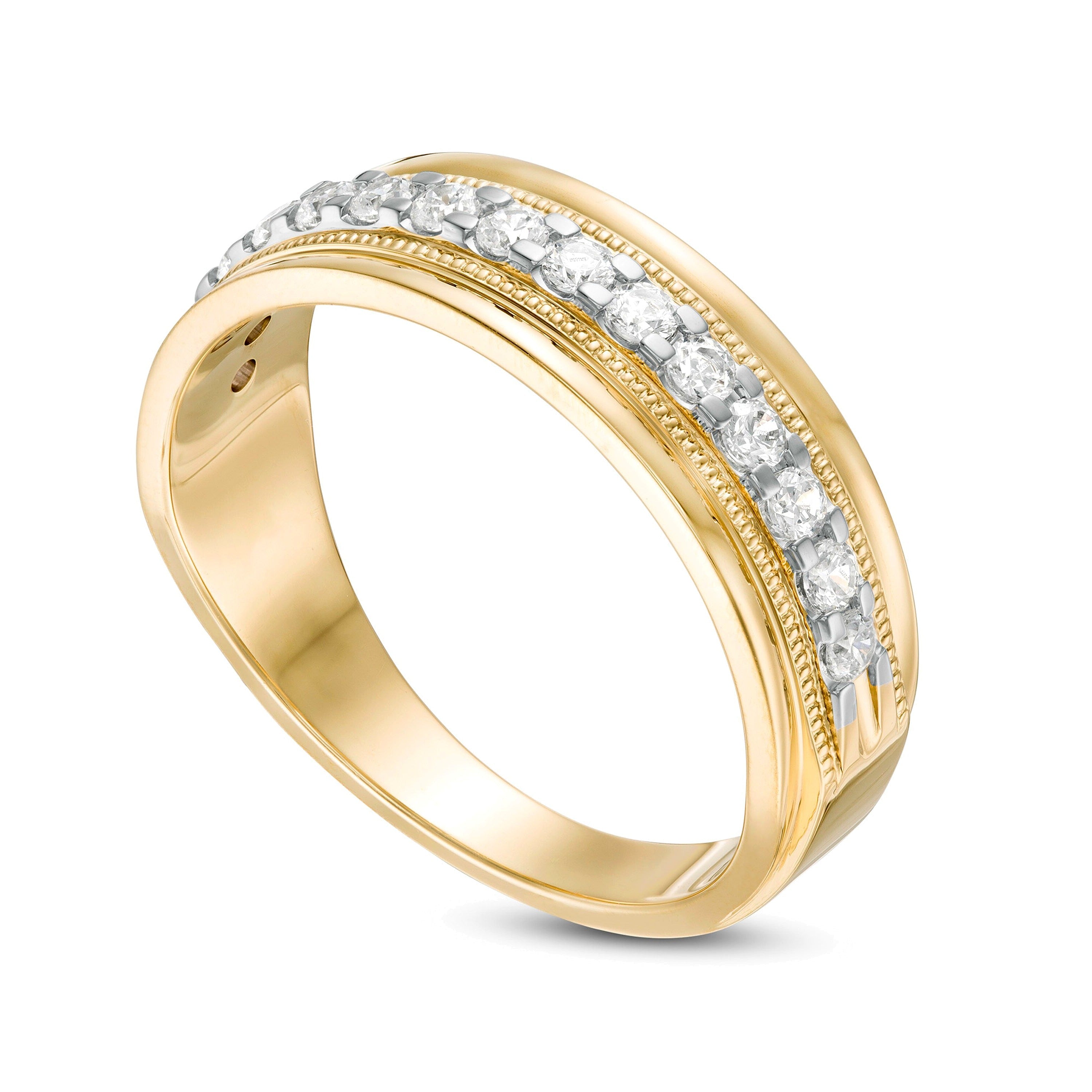 0.5 ct. Gesamtgewicht Diamant-Ehering mit Milgrain in 10K Gelbgold