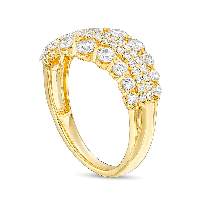 1.0 CT. TW Diamant-Ring mit vier Wellenreihen in 10K Gelbgold