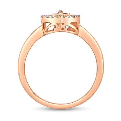 Diamant-Ring Herz mit Kreuz im Bypass-Design 0.07 ct. Gesamtgewicht in 18K Roségold auf Sterlingsilber