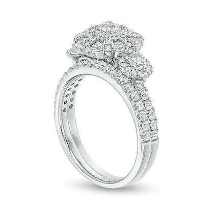 1.5 ct. Gesamtgewicht Brautset mit Diamanten im Princess- und Rundschliff in 10K Weißgold
