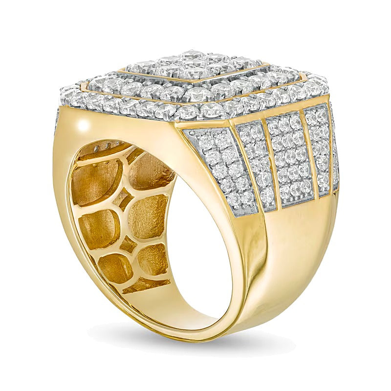 Fashion-Ring mit 5.0 ct. Gesamtgewicht weißen Diamanten in rund und Princess in 10K Gelbgold für Damen