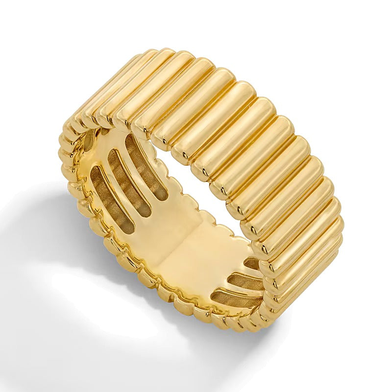Gerippter Fashion-Ring aus massivem 14K Gelbgold