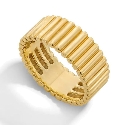 Gerippter Fashion-Ring aus massivem 14K Gelbgold