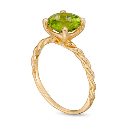 8.0mm Peridot Solitär Ring mit Rope-Schiene in 10K Gelbgold