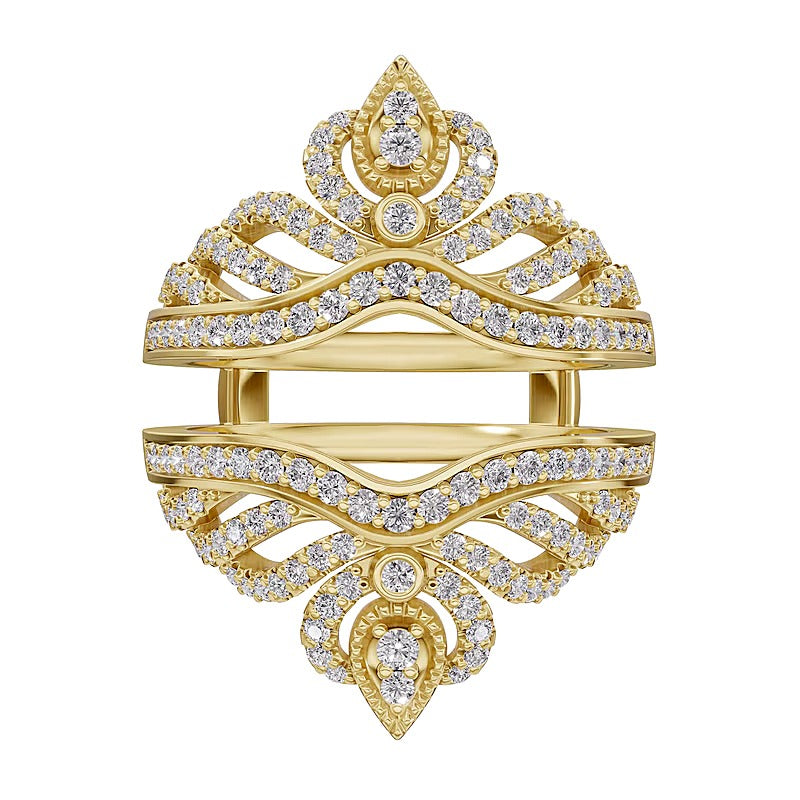 0,75 ct. Gesamtgewicht Diamant Ring im Vintage-Stil mit Krone in 14K Gelbgold