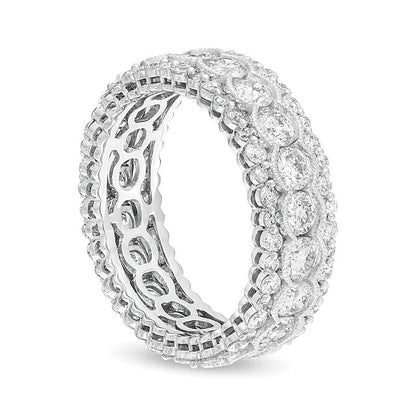 Memoire-Ring mit 3.0 ct. Gesamtgewicht Diamanten im Vintage-Stil mit Muschelrand in 14K Weißgold
