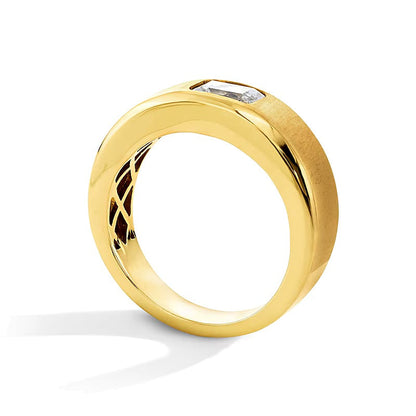 1.0 ct. Solitär-Ring mit Labordiamant im Smaragdschliff in 10K Gelbgold (F/VS2)