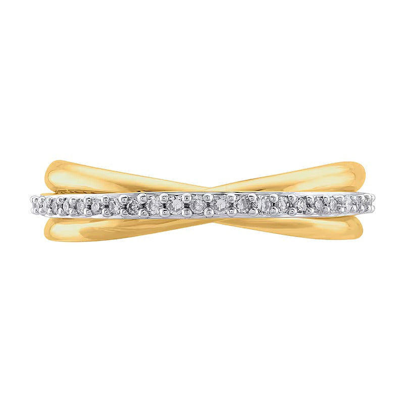 0.17 ct. Gesamtgewicht Diamant Criss-Cross Orbit Ring in 10K Gelbgold