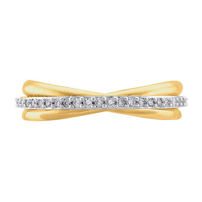 0.17 ct. Gesamtgewicht Diamant Criss-Cross Orbit Ring in 10K Gelbgold