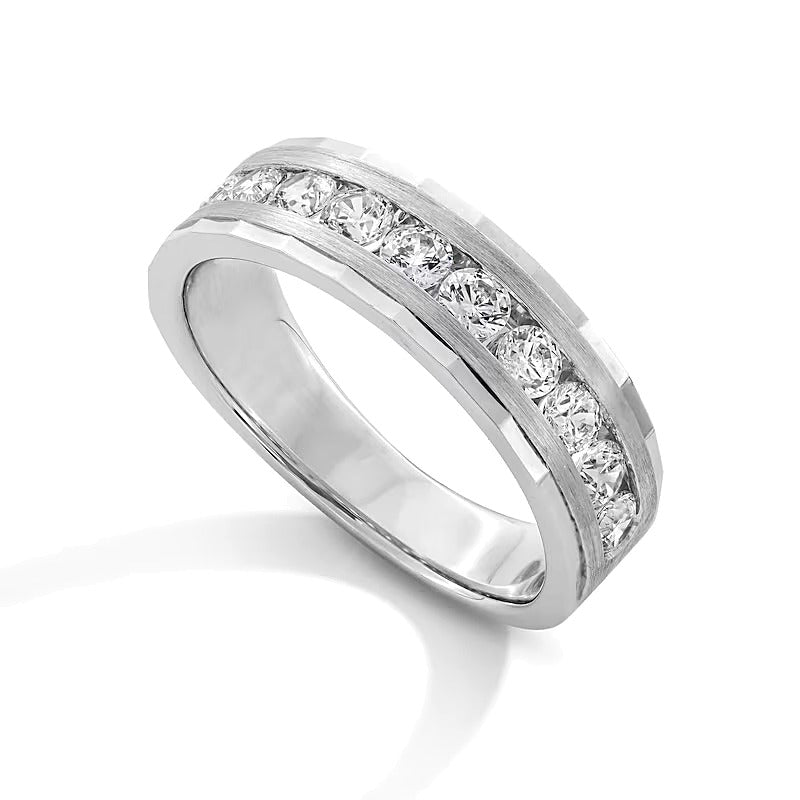 1.0 CT. TW Diamant Memoire-Ring kanalgefasst in 10K Weißgold