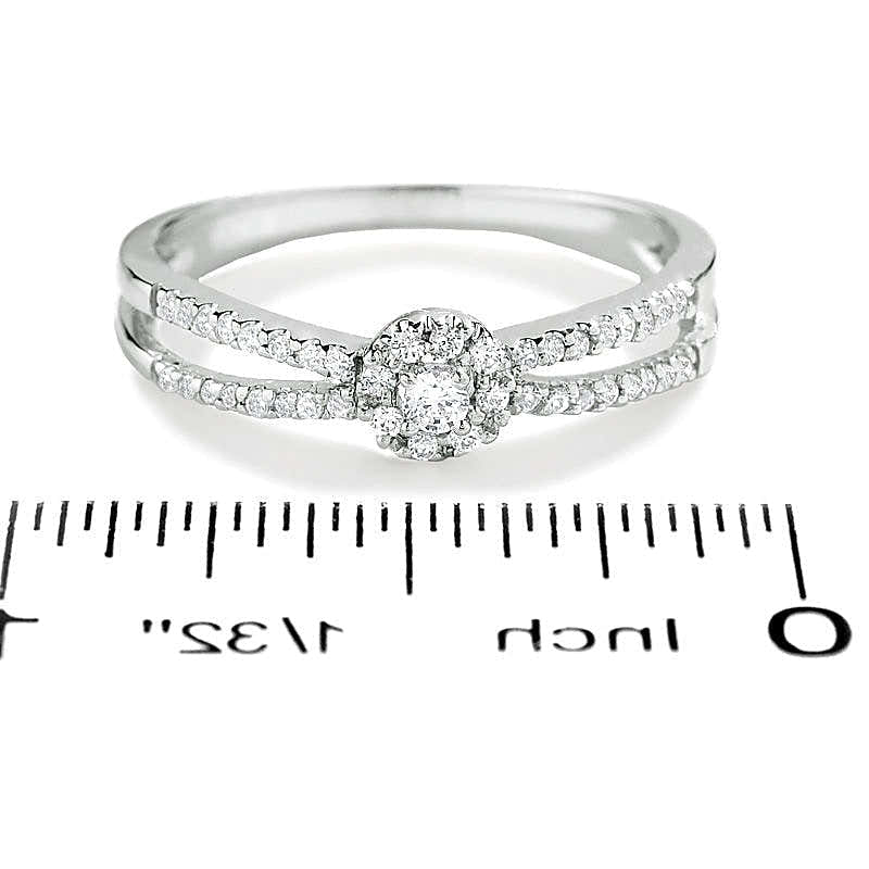 0.13 ct. Gesamtgewicht Diamant Freundschaftsring mit geteiltem Ringschienen-Design in 10K Weißgold