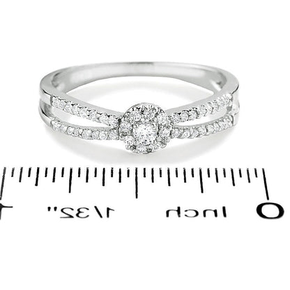 0.13 ct. Gesamtgewicht Diamant Freundschaftsring mit geteiltem Ringschienen-Design in 10K Weißgold