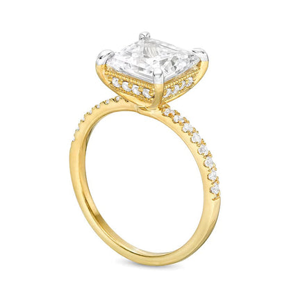3.25 CT. TW Solitär mit seitlichem Besatz mit Labordiamanten im Princess-Schliff in 14K Gelbgold (I/SI2)