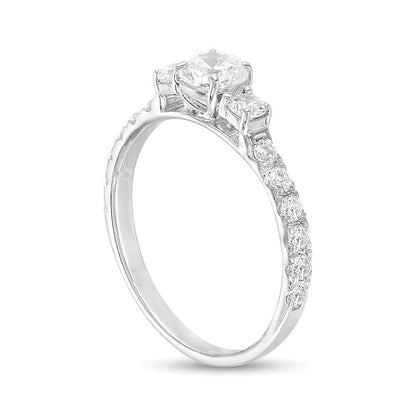 1.0 CT. TW Dreistein-Verlobungsring mit Diamanten in 14K Weißgold