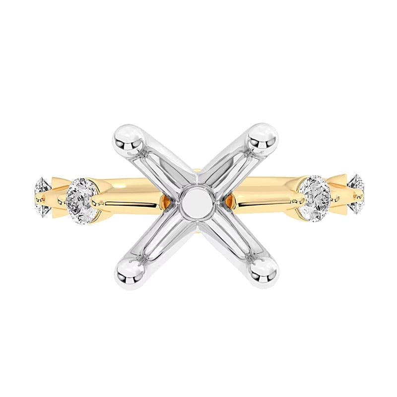 0,25 ct. Gesamtgewicht Diamant Station Semi-Mount Fassung in 14K Gelbgold