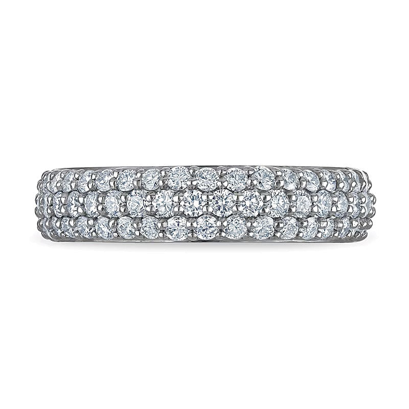 1.0 ct. Gesamtgewicht Memoire-Ring mit Labordiamanten dreireihig in 10K Weißgold (F/VS2)