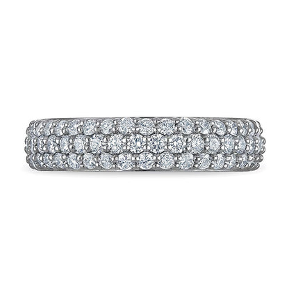 1.0 ct. Gesamtgewicht Memoire-Ring mit Labordiamanten dreireihig in 10K Weißgold (F/VS2)