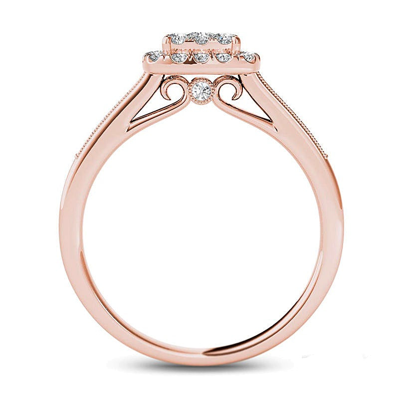 0.5 ct. Gesamtgewicht Komposit-Diamant Halo-Verlobungsring in 14K Roségold