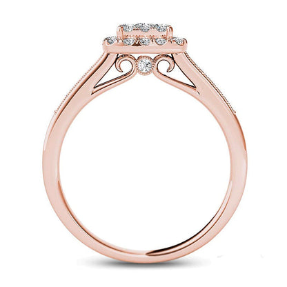 0.5 ct. Gesamtgewicht Komposit-Diamant Halo-Verlobungsring in 14K Roségold