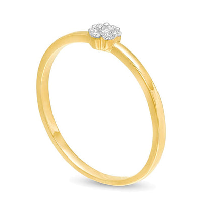 0,07 ct. Gesamtgewicht Komposit-Diamant Freundschaftsring mit kleiner Blüte in 10K Gelbgold