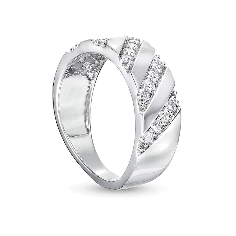 0.5 ct. Gesamtgewicht Diamant-Ring mit diagonaler Reihe in 10K Weißgold